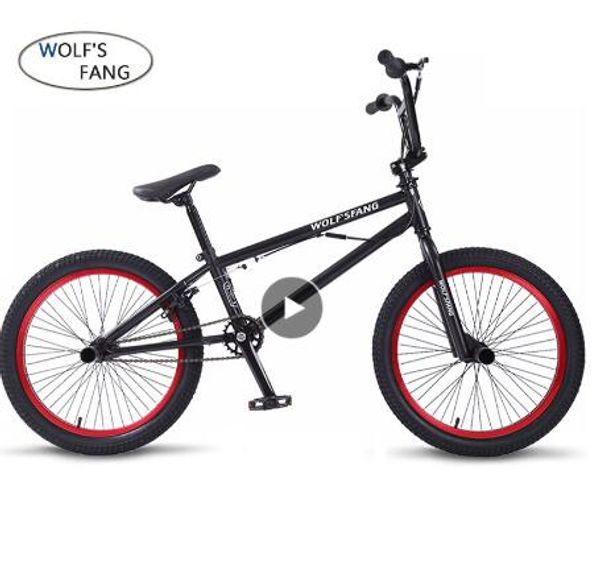 

wolf's fang 20inch bmx steel frame performance bike purple/red tire bike for show stunt acrobatic bike rear fancy street bicycle