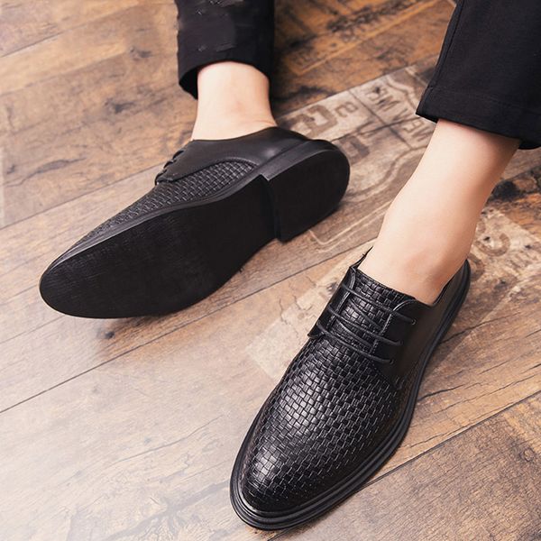 

2019Men's authentic dress shoes outdoor pointed business formal men's office tie shoes men's dating dress shoes, Black