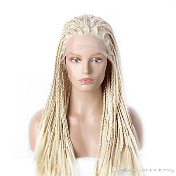 Hot Selling Platinum Blonde Braid Hair Wigs With Baby Hair Kinky