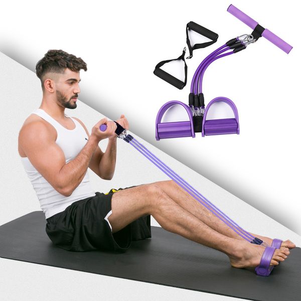

resistance bands 3 in 1 fitness 4 tube pedal exerciser sit-up pull rope expander elastic slim workout equipment