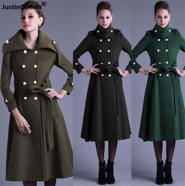 

new 2019 fashion autumn winter long belted woolen blend coats slim high waist long coat women runway coat, Black