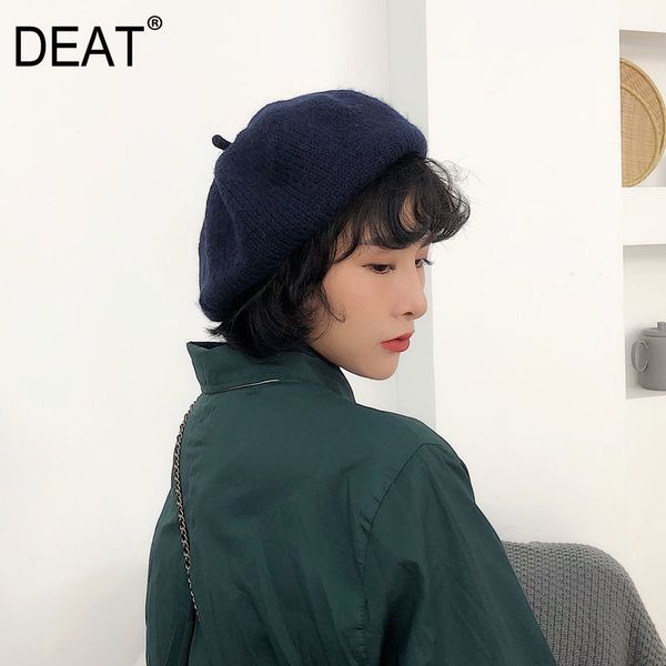 

deat] 2019 spring summer woman new listing temperament foldable stylish solid color ten colors beret hat all-match ld89, Blue;gray