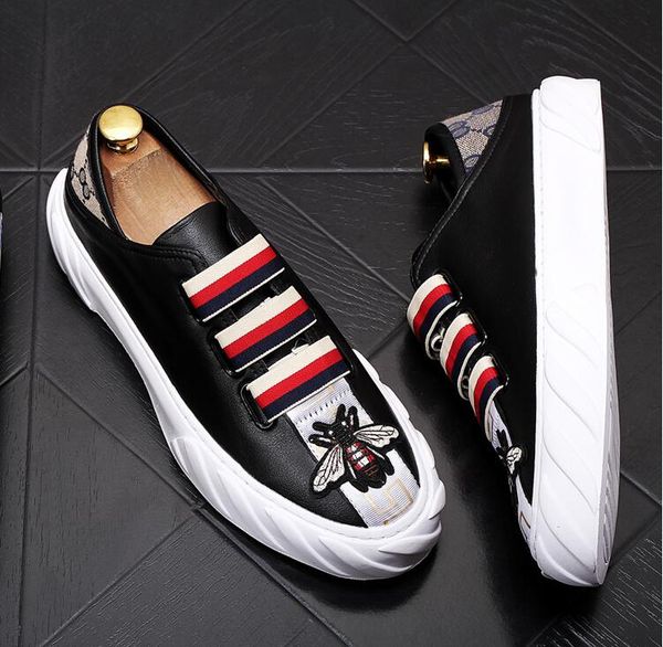 

2019 fashion luxury designer casual ace shoes bee sneakers men designer loafers for men big size 38-43 c20 s01, Black