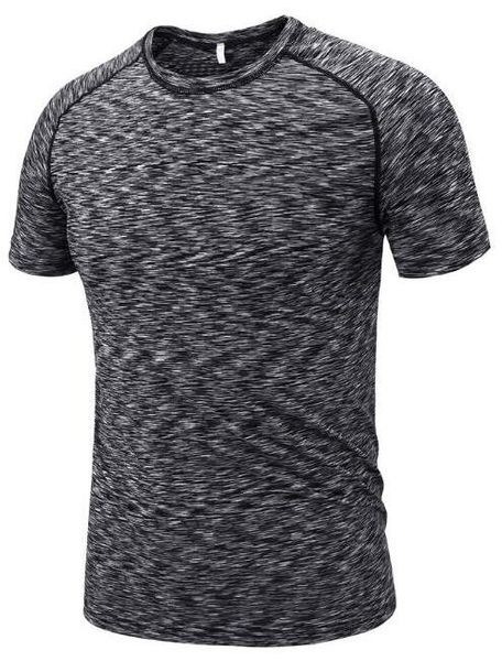

2019 men's tight clothes running short-sleeved quick-drying t-shirt 346, Black;blue