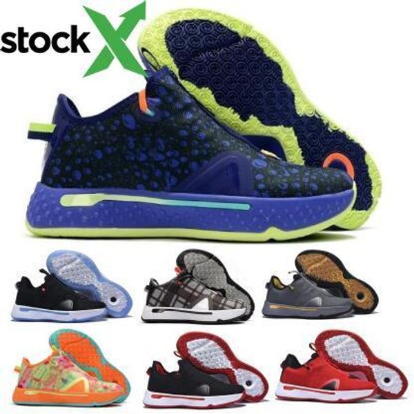 

paul george pg 4 basketball shoes sneakers gatorade x nasa zipper zoom men man purple 4s sports 2020 new arrival trainers shoes, Black