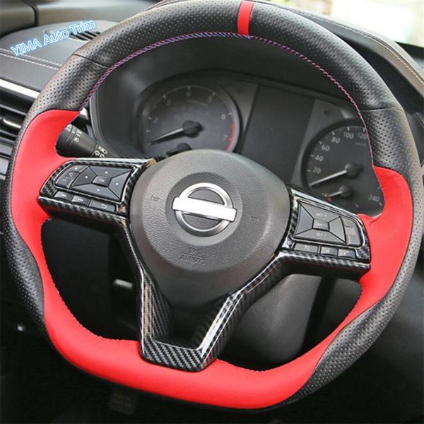 

lapetus auto styling steering wheel strip cover trim fit for rogue t32 / x-trail 2017 - 2020 matte abs carbon fiber look