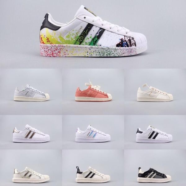 

originals superstars white hologram iridescent junior 90s pride sneakers women men low sneakers espadrilles 36-45, Black