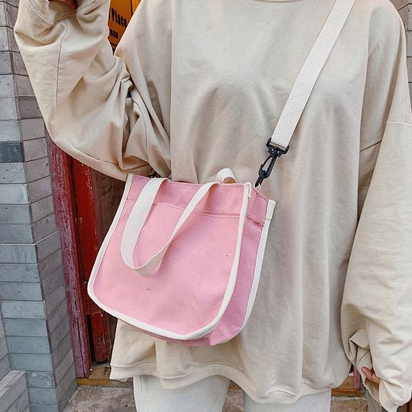 

fggs-japanese harajuku college wind wild girl solid color canvas bag korean version of the simple sen student shoulder bag fem