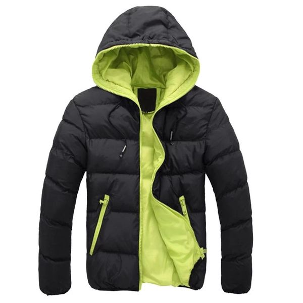 

fashion men jacket parka autumn winter down cotton warm hooded casual coat mens glossy solid color windbreaker new outerwear 4xl, Black