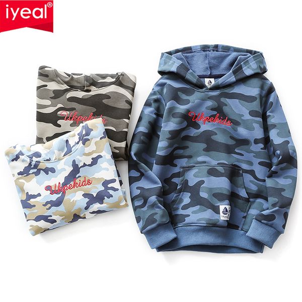 

iyeal kids boys hoodies clothes children autumn camouflage sweatshirts casual sweater boy costume for 4-12 years, Black