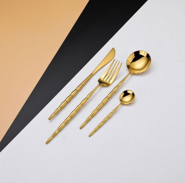 Arte de aço inoxidável Set Portugal Cutelaria Set Prata Gold Arco-íris Faca Forquilha Colher Ocidental Dinnaria Definir Utensílios de Alta série