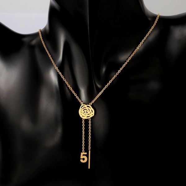 

flower & number pendant necklace jewelry gold plating 5 1 number gold chain necklace for women fashion anniversary jewelry gift, Silver
