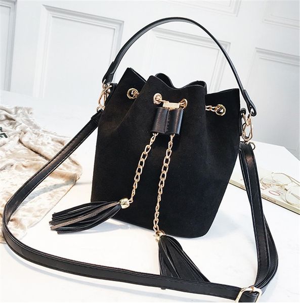 

luxury designer handbag new mini crossbody handbags cute suede bucket bag organizer small tassel pu leather womens shoulder messenger bags 4