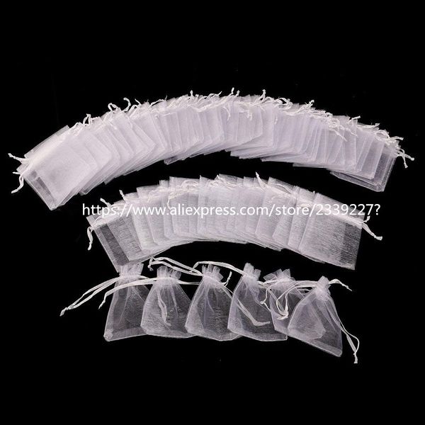 

white 100pcs organza bag jewelry packaging bags7x9 9x12 11x16 13x18cm drawable bags gift pouches candy bag for communion deco 5z