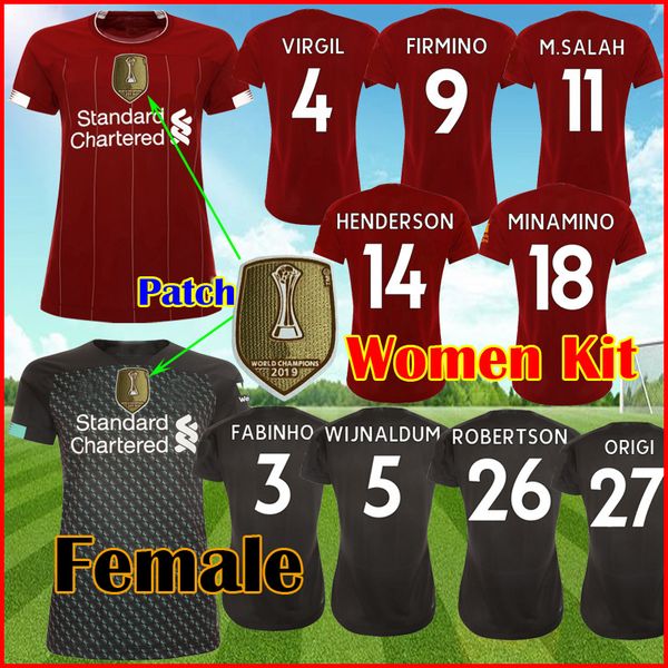 

19 20 firmino salah liverpool women female football kit 2019 2020 virgil mane soccer jersey henderson alexander-arnold minamino kit, Black;yellow