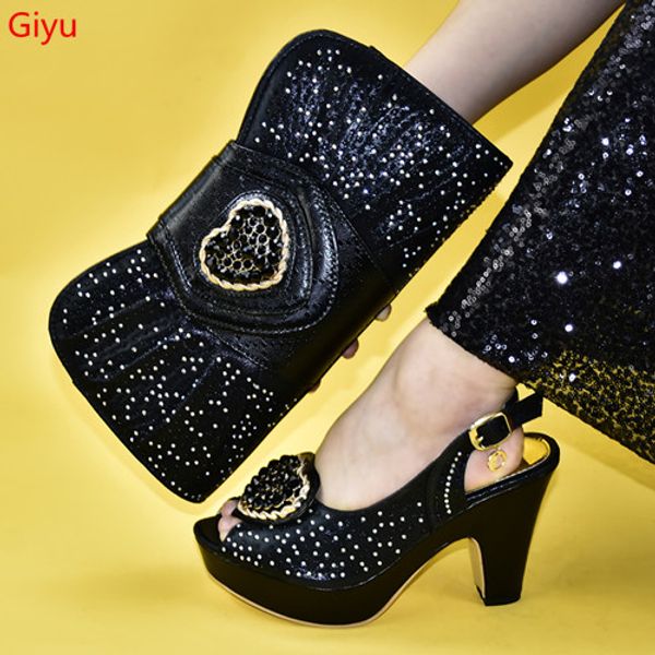 

doershow niceshoes and bag set african sets 2019 black color italian shoe bag set decorated with rhinestone hlc1-25