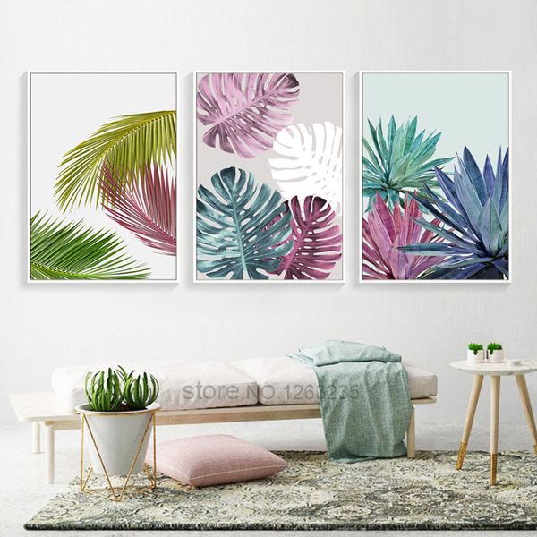 

colorful leaf nordic poster posters and prints wall art canvas painting wall pictures for living room cuadros picture unframed