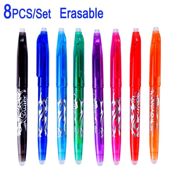 8 adet / takım Yeni 0.5mm Silinebilir Kalem Renkli 8 Renk Sihirli Jel Mürekkep Kalem Çizim Boyama Aracı Öğrenci Yazma Araçları Ofis Kırtasiye