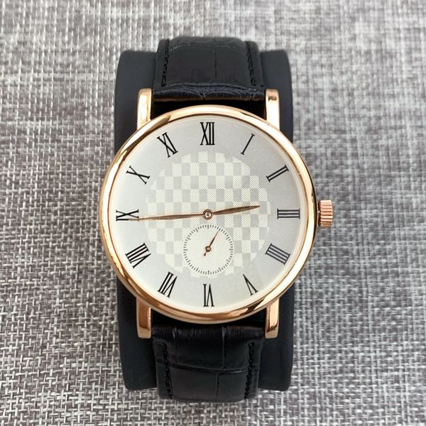 

2020 черный кожаный топ роскошные часы мода кварцевые мужские часы простой мужской розовое золото япония движение часы человек бизнес новые, Slivery;brown