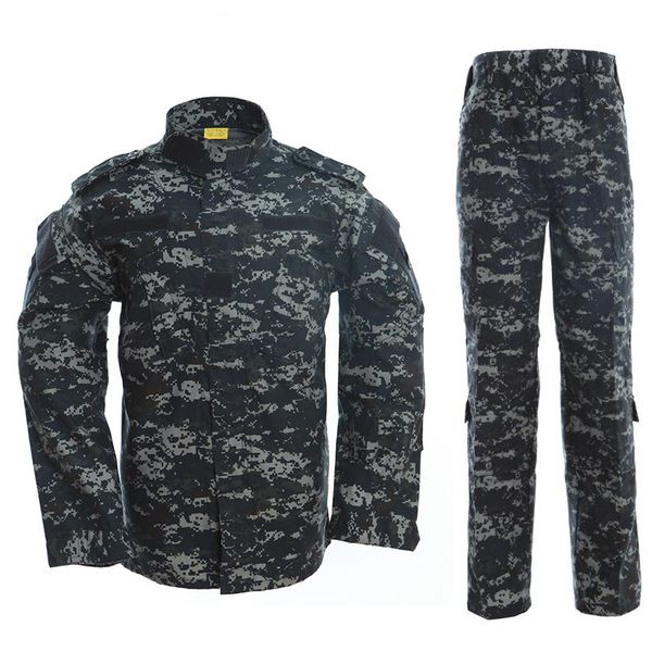 

men women outdoor camping fishing sets tactical camouflage clothes sports training uniform army jacket pants suits, Blue;black