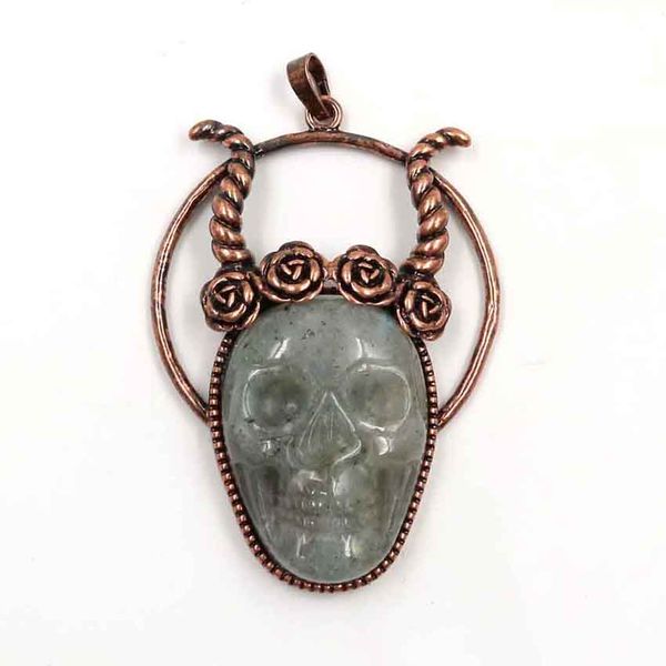 

10 шт головки черепа форма лабрадорит камень кулон медь гальваническим для хэллоуина день подарков моды jewelr, Silver