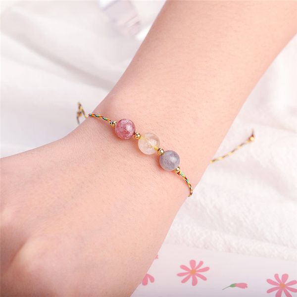 

new designer natural stone handmade woven charms bracelets & bangles crystal beads stands rope wristband jewelry women men couple gift, Black