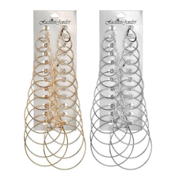 

соединенные штаты утрирует металла большой круг серьги костюм личность шутника ночного уха кольцо 12 пар сережек, Golden;silver