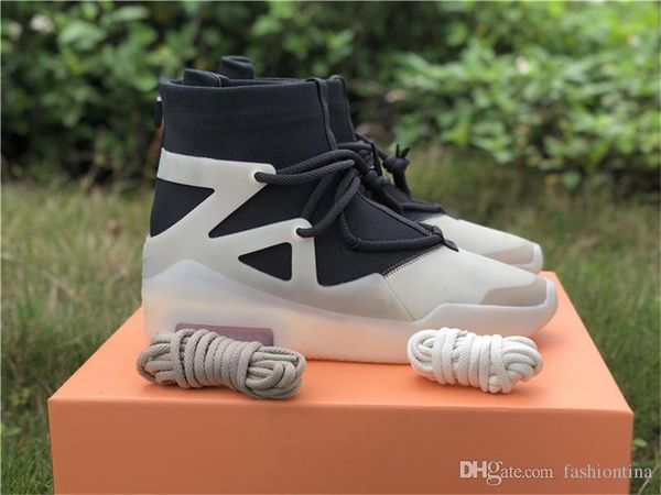 

2020 authentic air fear of god 1 string the question triple black fog off noir oatmeal 1s basketball shoes men ar4237-902 sneakers with box