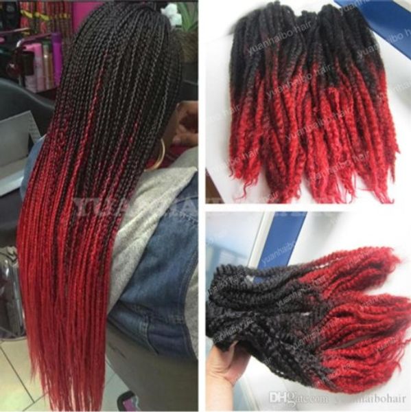 2019 12 Packs Full Head Two Tone Marley Braid Hair 20inch Black