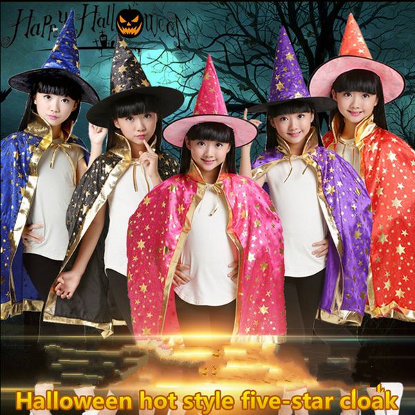 

halloween cosplay mantle costumes kids cape hat five star cloak coverall sets dress up makeup style
