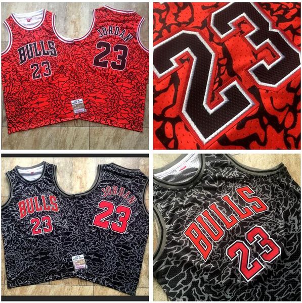 

men's basketball chicago bulls 23 michael jd mitchell & ness divided black and red swingman jersey and pant, Black;red