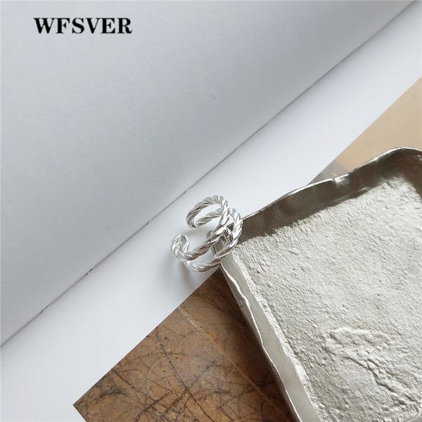 

wfsver 925 sterling silver jewelry ring double layer twist h shape ring for women party fashion jewelry personality accessories, Golden;silver