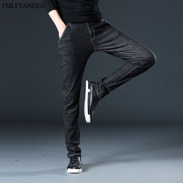 

new 2019 plus size 44 46 pure color straight denim pencil pants male brand skinny jeans men jeans homme, Blue