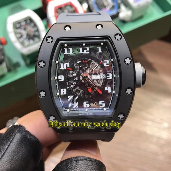 

version rm030 ceramic case skeleton date dial japan miyota automatic mechanical rm 030 mens watch gray rubber strap sport luxury watches, Slivery;brown