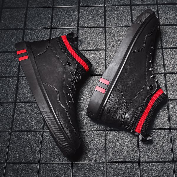 

autumn and winter casual trend men's shoes in the korean version of the socks set of casual shoes wild trend dress, Black