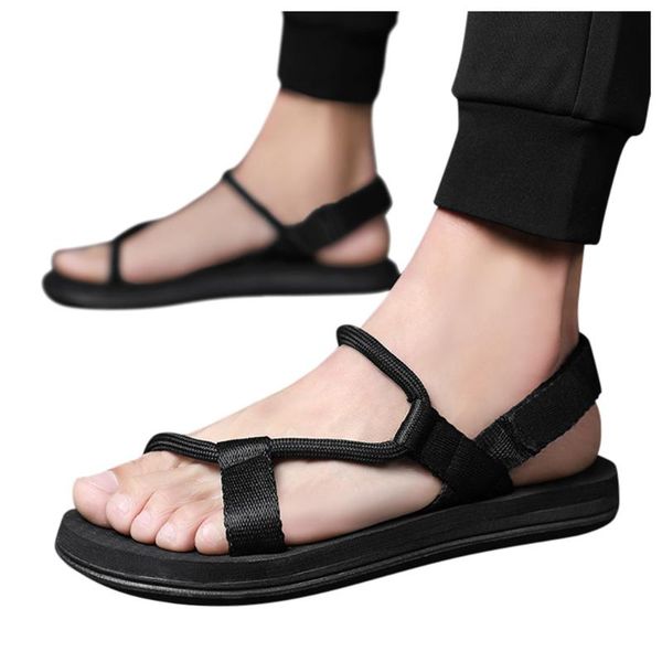 

summer sandals beach flip flops for men personality casual shoe open toe flat new trend non-slip light sandals comfortable, Black