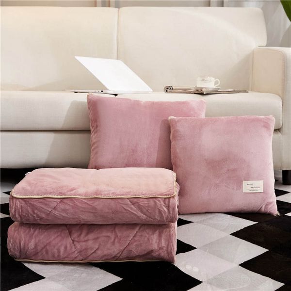 

blankets & swaddling 2 in 1 multi function soft velvet pillow quilt sofa bedroom travel cushion blanket car air conditioning