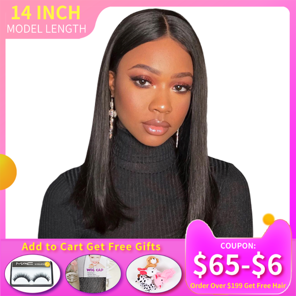 

short lace front human hair wigs bob wig for black women brazilian remy hair 13x4 bob lace wig pre plucked with baby, Black;brown