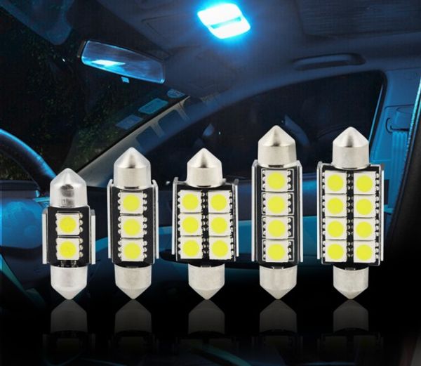 100pcs C5W Festoon Auto LED Light 31mm 36mm 41mm 5050 SMD 2led 3led 4led 6led 8led Car LED Lampadina 12V Lampada interna bianca