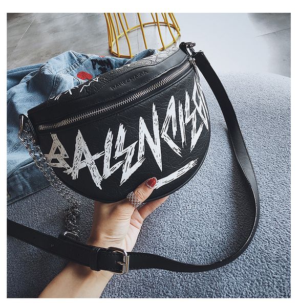 

personality letters zipper fashion waist packs women crossbody bag female shoulderbag #004