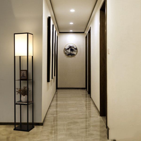 2019 Led Shelf Floor Lamp Wooden Frame Tall Light With Organizer Storage Display Shelves Modern Standing Lamp For Living Room Bedroom From