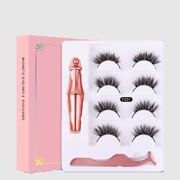 

4 pairs of 3d quantum magnetic eyelashes without glue false eyelashes magnetic eyeliner set