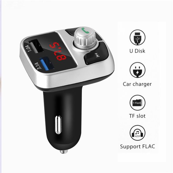 

bluetooth fm transmitter car kit dual usb aux modulator handscar mp3 player 3.1a car charge adapter u disk tf music play