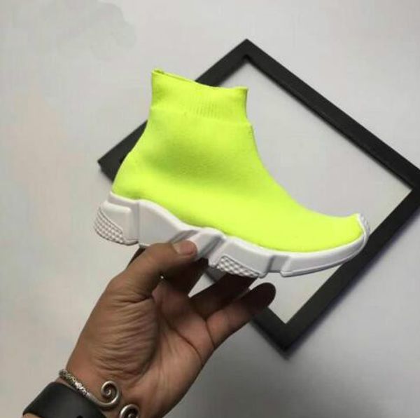 

2019 new baby speed socks shoes luxury designer boys girls speed trainer running shoes speed stretch-knit mid sneakers 28-35, Black