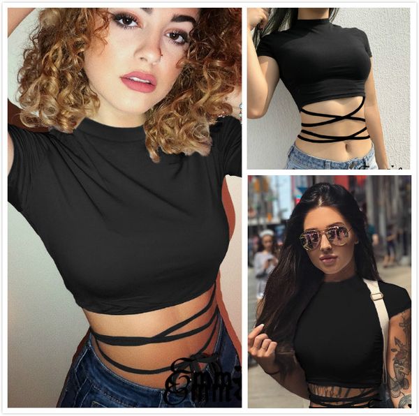 

women summer casual tank blouse ladies slim crop short sleeve t-shirt, White