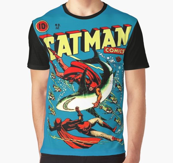 

all over print 3d tshirt men funny t shirt vintage catman comic book cover no. 32 full print big graphic t-shirt, White;black