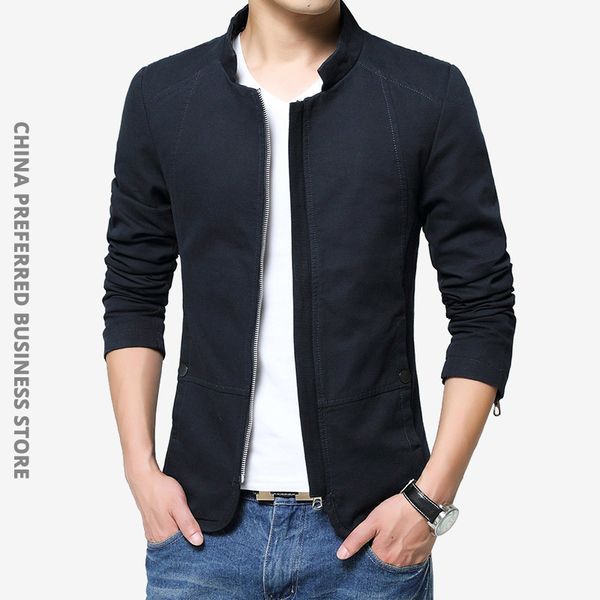 

men and coat jacket slim thin spring 100% cotton suit autumn fashion clothes fabric jackets business closure, Black;brown