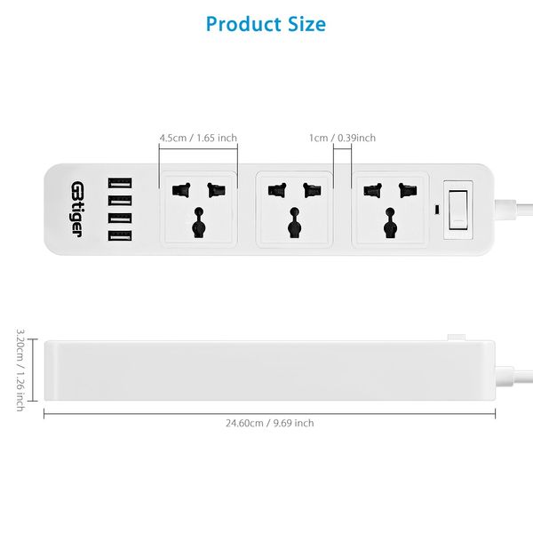 

gbtiger 3 outlets 4 usb port smart charging adapter power strip