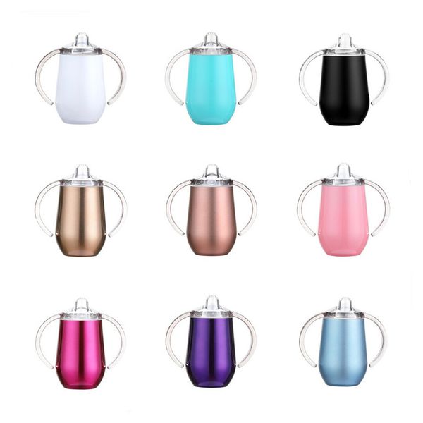 

dropshipping 10oz stainless steel insulated sippy cups with double handle 12 colors double wall vacuum tumbler wine coffee beer mugs t2402