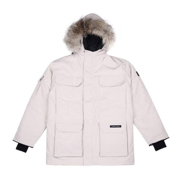 

2019 Winter Fur с капюшоном Толстого мужчин гусь пуховик Fourrure манто Канада вниз пальто куртки для Канады Мужского и Famale Шинель Man Outwea